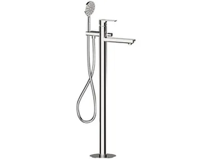 ENERGY - Floor standing chromed brass bathtub mixer with hand shower _ Remer Rubinetterie